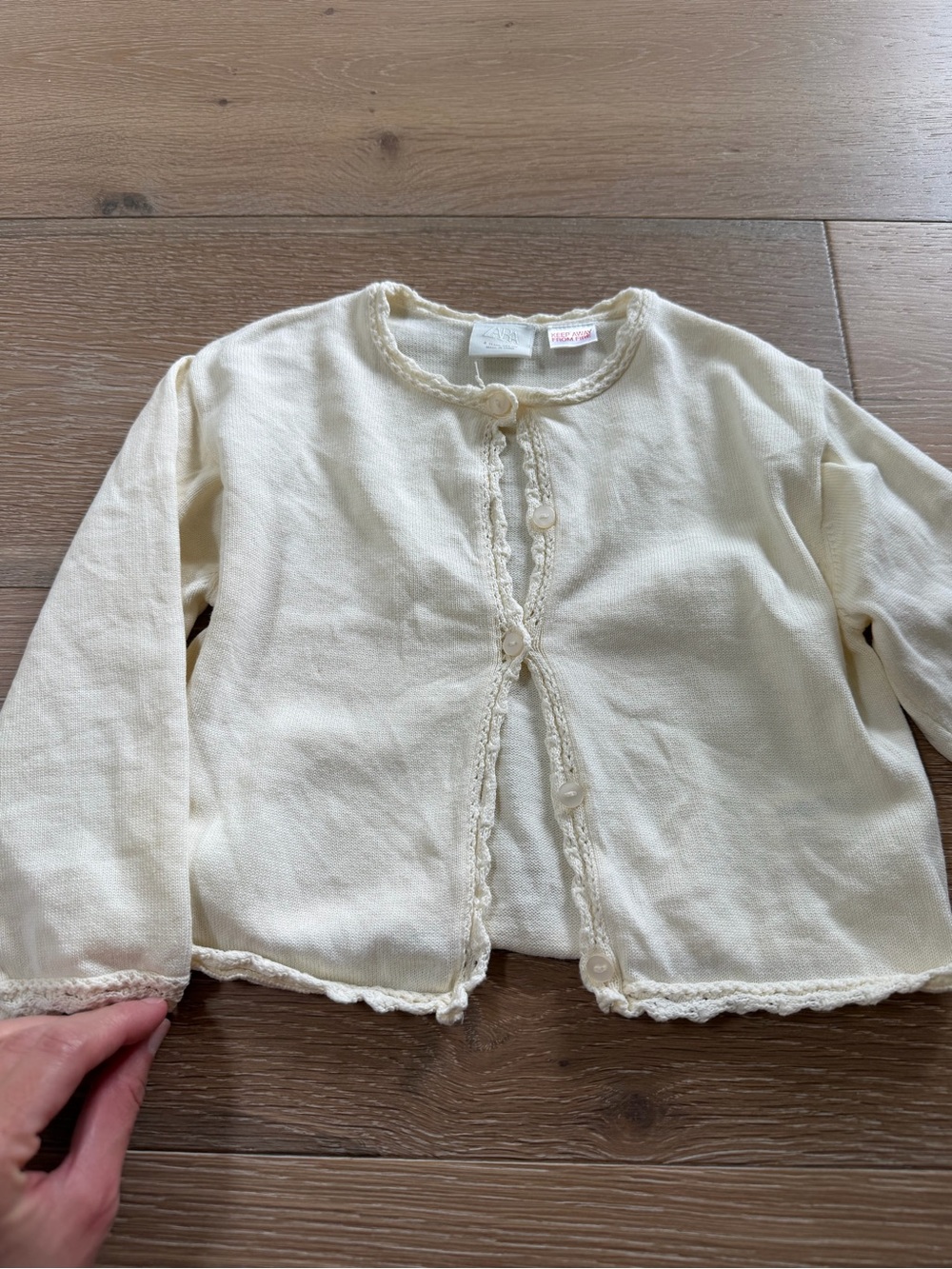 Zara kids Cream Lace-Trim Cardigan